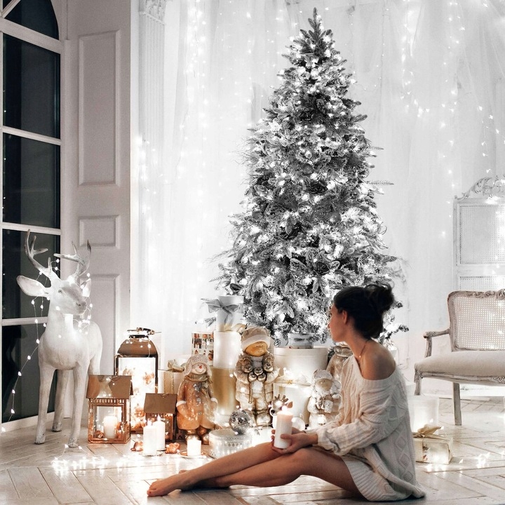 LAMPKI CHOINKOWE ŚWIATEŁKA 200 LED BIAŁY ZIMNY ZEWNĘTRZNE WEWNĘTRZNE FLASH