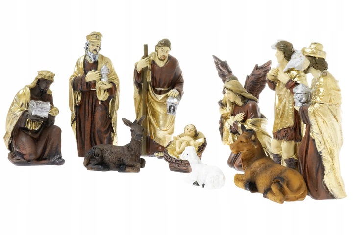 Elegancki Zestaw Figur do Szopki Bożonarodzeniowej Idealny Prezent 11el.10c