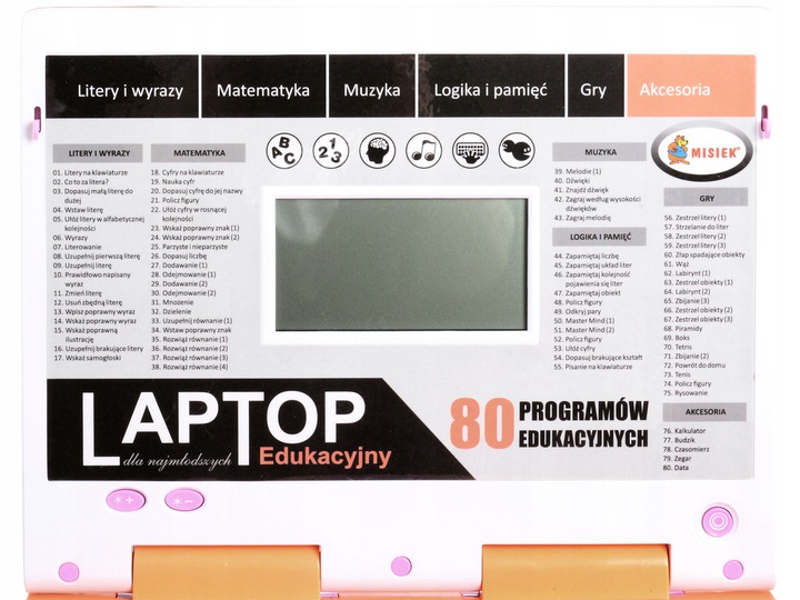 LAPTOP EDUKACYJNY 80 PROGRAMÓW USB KOMPUTER DLA DZIECKA DO NAUKI W DOMU