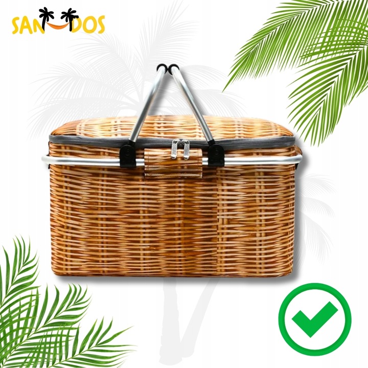 Torba kosz termiczny wiklinowy piknikowy koszyk na piknik zakupy składany