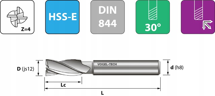Frez NFPa DIN844 Fi12mm DŁUGI 110mm HSS-Co KOBALT