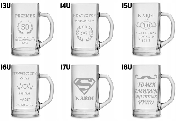 Duży kufel do piwa na prezent z grawerem 640ml logo tekst urodziny