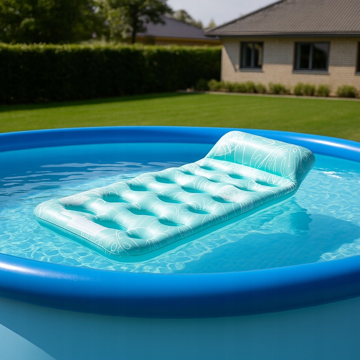 MATERAC DMUCHANY DO PŁYWANIA Z OTWORAMI PODUSZKĄ PLAŻOWY WODNY LEŻAK PLAŻĘ