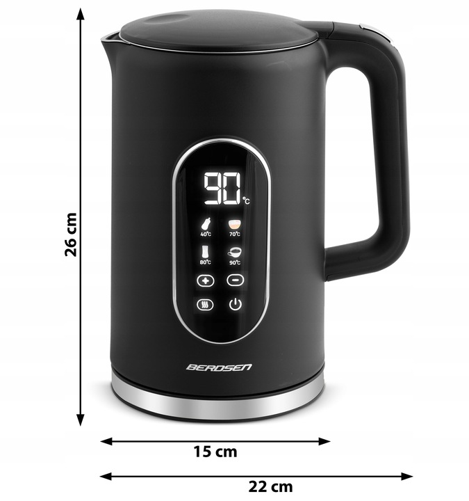 CZAJNIK ELEKTRYCZNY REGULACJA TEMPERATURY 2200W PANEL DOTYKOWY 1,7L BERDSEN