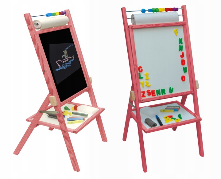 Obrotowa Tablica Magnetyczna 4w1 + Papier Pink