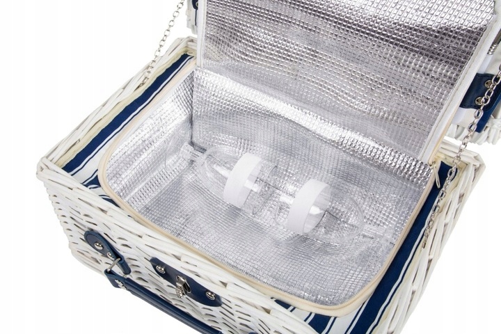 Kosz piknikowy wiklinowy termiczny z wyposażeniem dla 2 osób