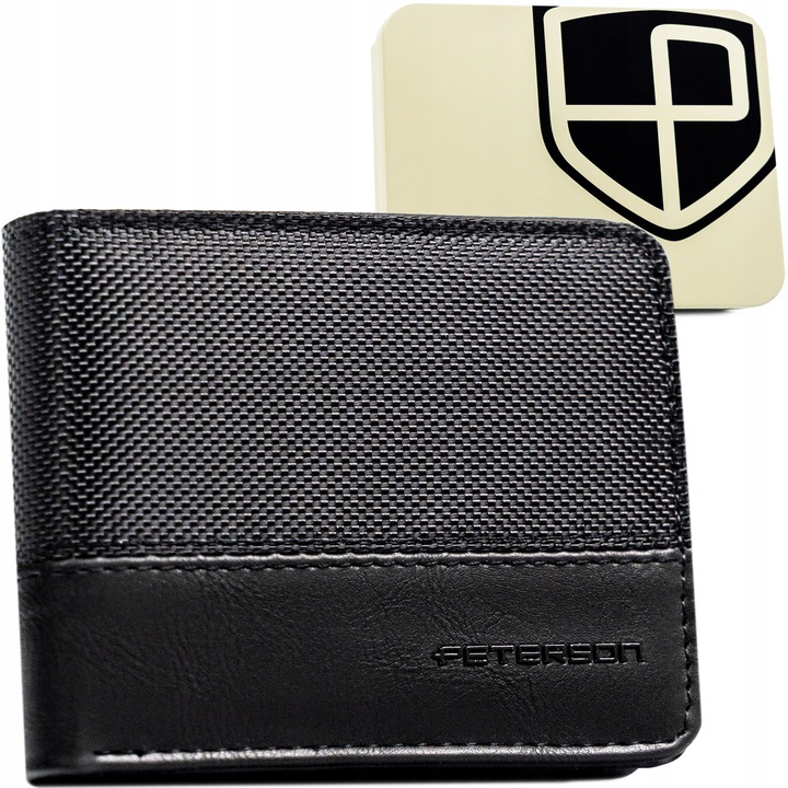 Portfel Peterson męski mały na suwak slim z ochroną kart RFID kompaktowy