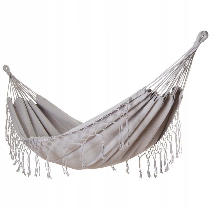 DUŻY MOCNY HAMAK OGRODOWY BOHO HUŚTAWKA MIDAS 3 100x200 SZARY + POKROWIEC