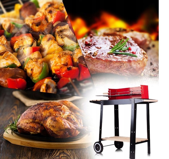 GRILL OGRODOWY WĘGLOWY PRZENOŚNY RUSZT KÓŁKA