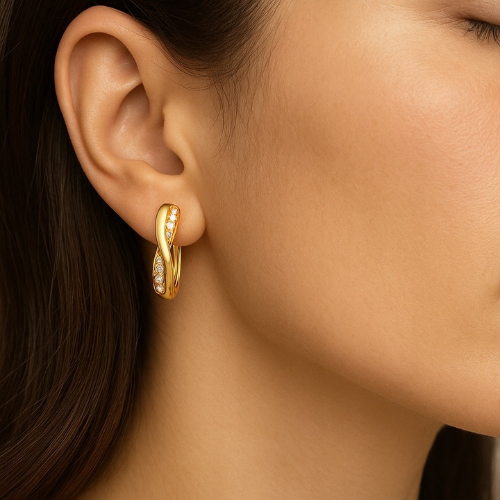 Kolczyki srebrne angielskie damskie kolczyki srebro próba 925 pozłacane