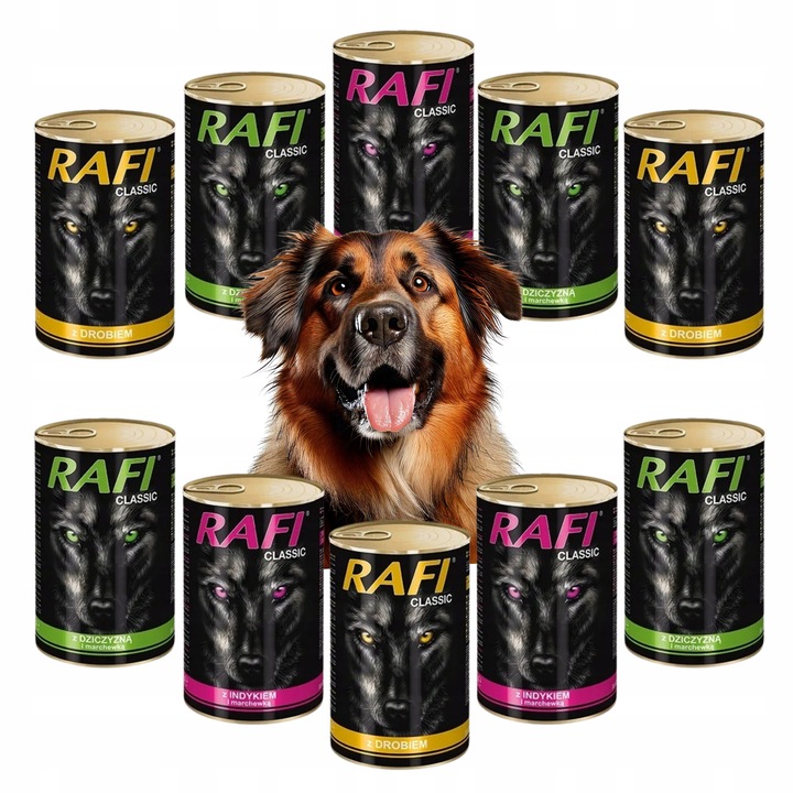 DOLINA NOTECI RAFI CLASSIC mokra karma PUSZKI DLA PSA MIX SMAKÓW 10x1240G
