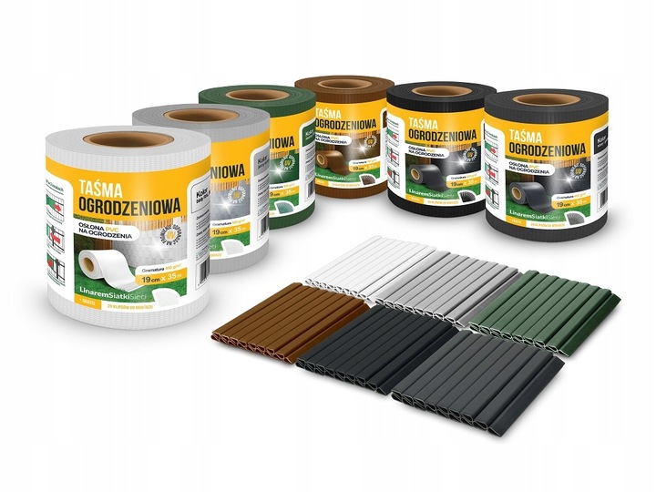 TAŚMA OGRODZENIOWA 19cmx35m GRAFITOWA OSŁONA NA PŁOT OGRODZENIE PANELOWE UV
