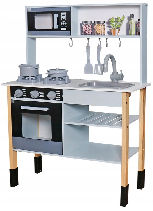 KUCHNIA DREWNIANA KUCHENKA DLA DZIECI AKCESORIA DŹWIĘK ŚWIECĄCE PALNIKI