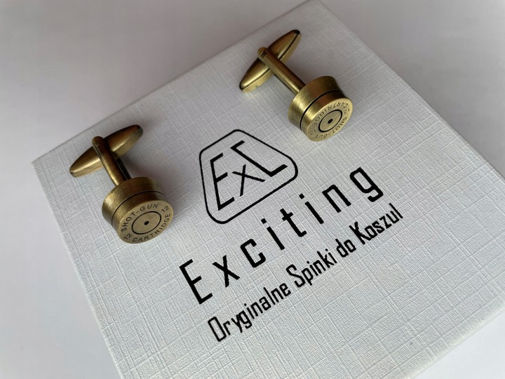 Spinki do mankietów EXC Nabój Naboje Łuski Shot Gun dla myśliwego żołnierza