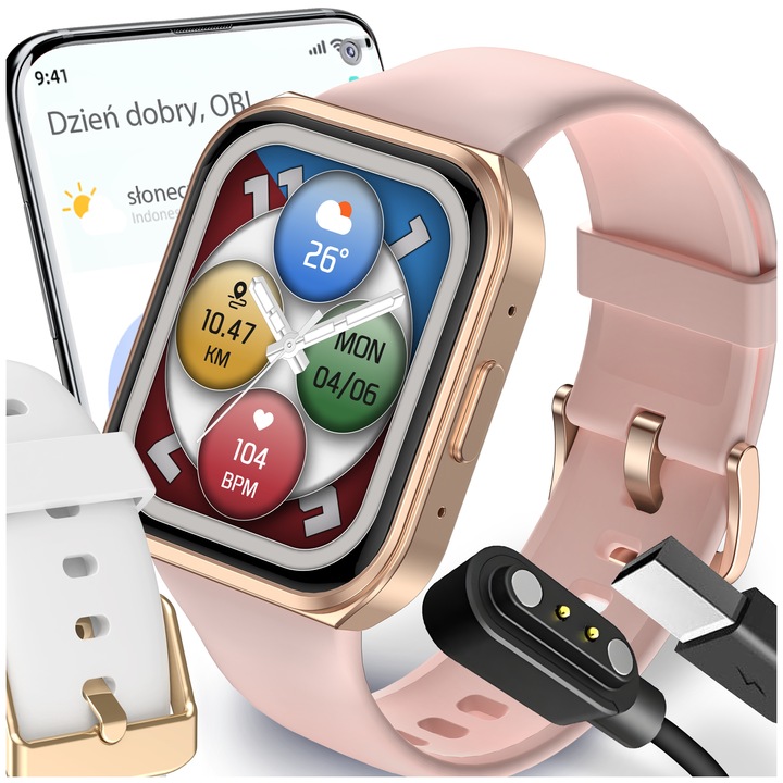SMARTWATCH DAMSKI ROZMOWY ZEGAREK SPORTOWY POLSKIE MENU GRY SMART WATCH
