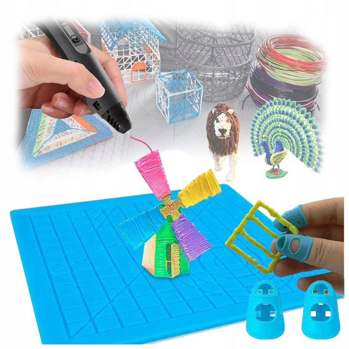 DŁUGOPIS 3D DRUKARKA MAGICZNY DŁUGOPIS 3D+ WKŁADY 160 METRÓW+ MATA OCHRONNA