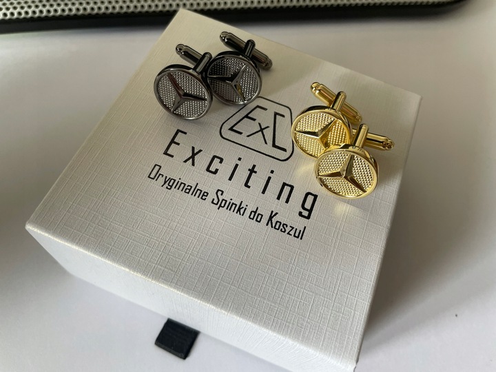 Spinki do mankietów koszuli EXC pozłacane Gwiazda Merc Mercedes Benz AMG SL