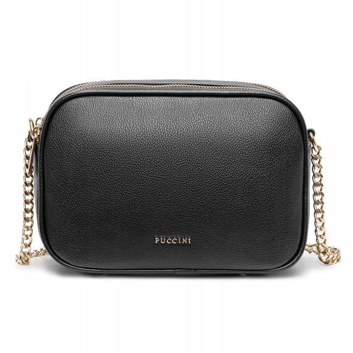 Torebka Damska Crossbody Prostokątna PUCCINI Z Łańcuszkiem Czarna BML058M-1