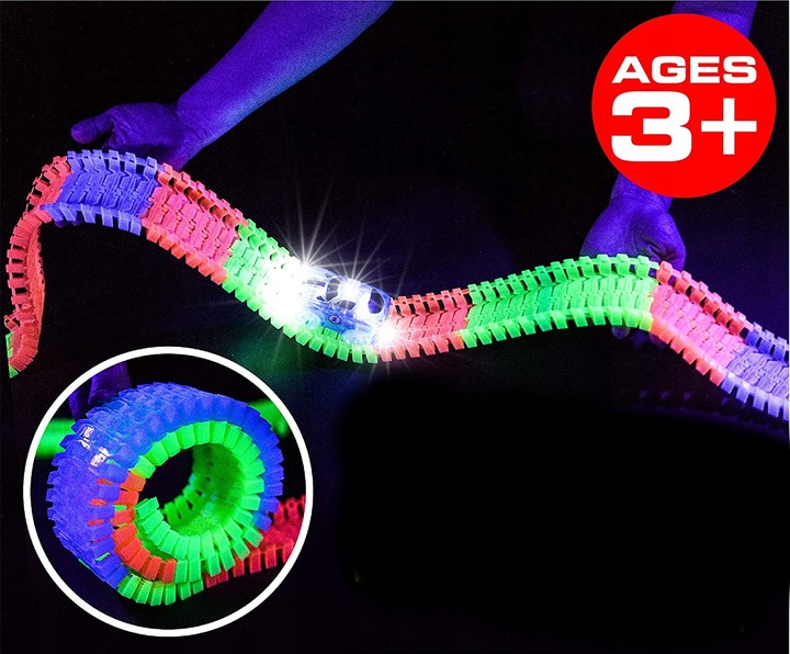 TOR WYGINANY MAGICZNY DLA DZIECI ŚWIECĄCE AUTA SAMOCHODZIKI 360 EL KOLEJKA