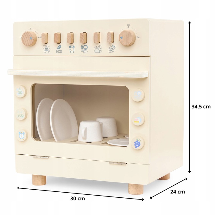 Zmywarka Dla Dzieci Drewniania z Akcesoriami Naczynia Talerze Bezpieczna