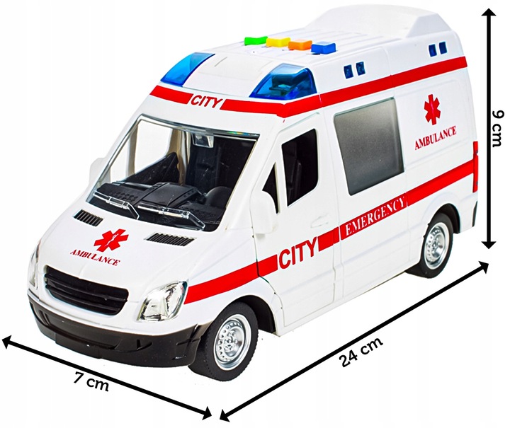 KARETKA AMBULANS SAMOCHÓD AUTO POGOTOWIE z Dźwiękiem I Światłem NA NAPĘD