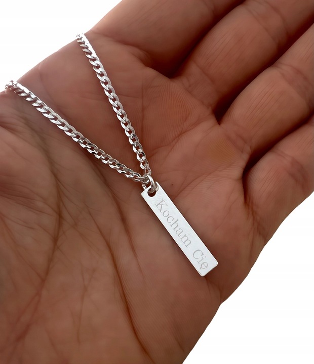 Łańcuszek męski srebrny 925 pancerka 55 cm z blaszką i grawerem na prezent