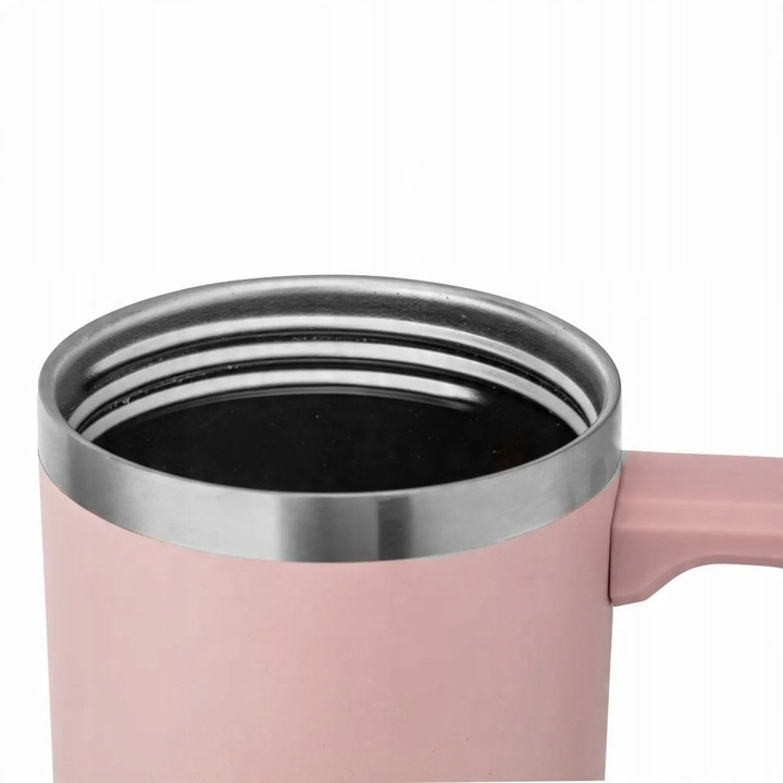 Kubek termiczny do samochodu z uchwytem i słomką Altom Design różowy 880 ml