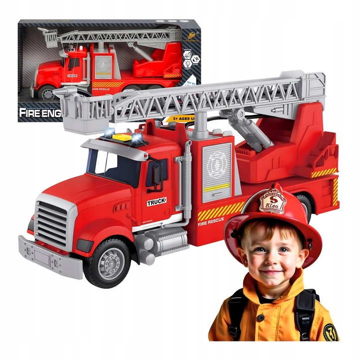 WÓZ STRAŻACKI STRAŻ POŻARNA STRZELA WODĄ ZE ŚWIATŁEM I DŹWIĘKIEM Z NAPĘDEM
