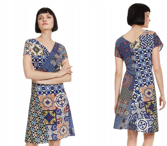 DESIGUAL WZORZYSTA KOLOROWA SUKIENKA (40)