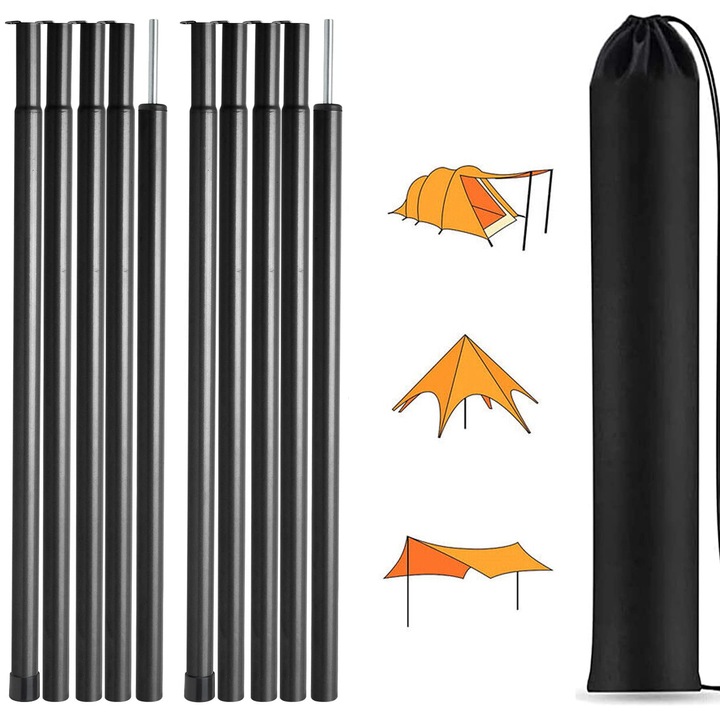 2X2M SŁUPKI NAMIOTOWE TELESKOPOWY Z STAL DO MARKIZY KEMPINGU REGULOWANY