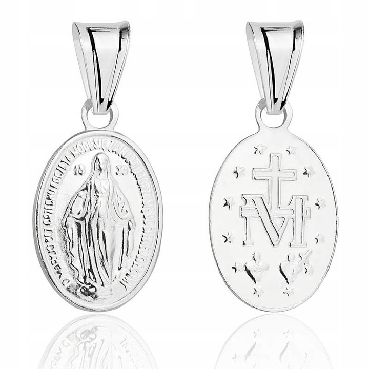 Łańcuszek Srebrny Pancerka 2,20 z Medalikiem Cudownym pr 925 Grawer Gratis