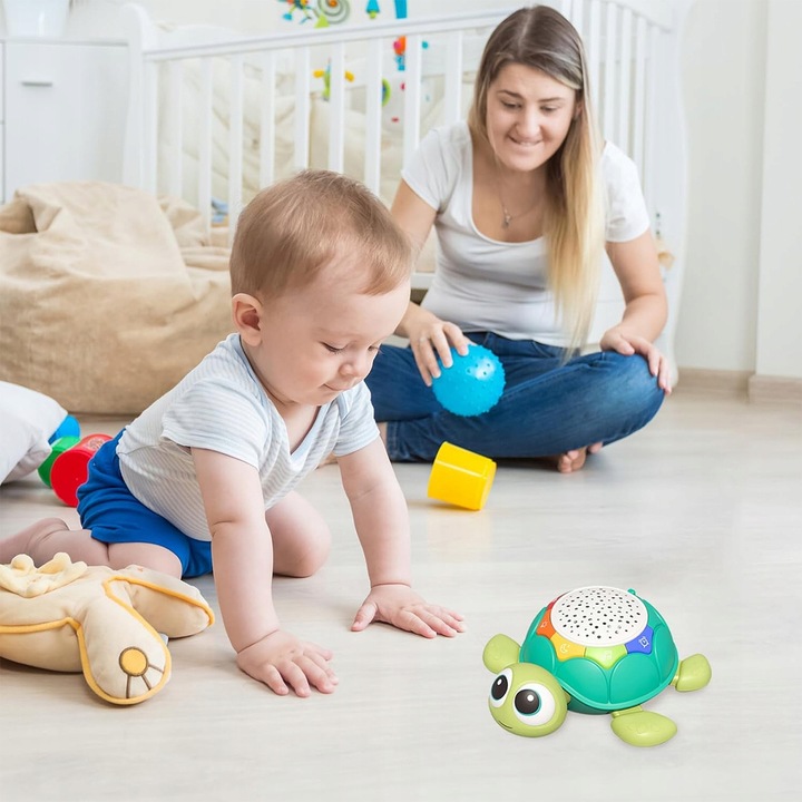 UCIEKAJĄCY PEŁZAJĄCY żółw INTERAKTYWNA ZABAWKA CHODZĄCY MUZYKA i projekcją