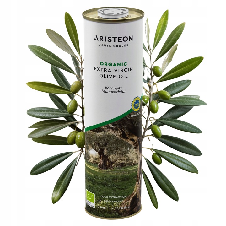 Oliwa z oliwek BIO extra virgin GRECKA 1 litr TŁOCZONA NA ZIMNO Aristeon