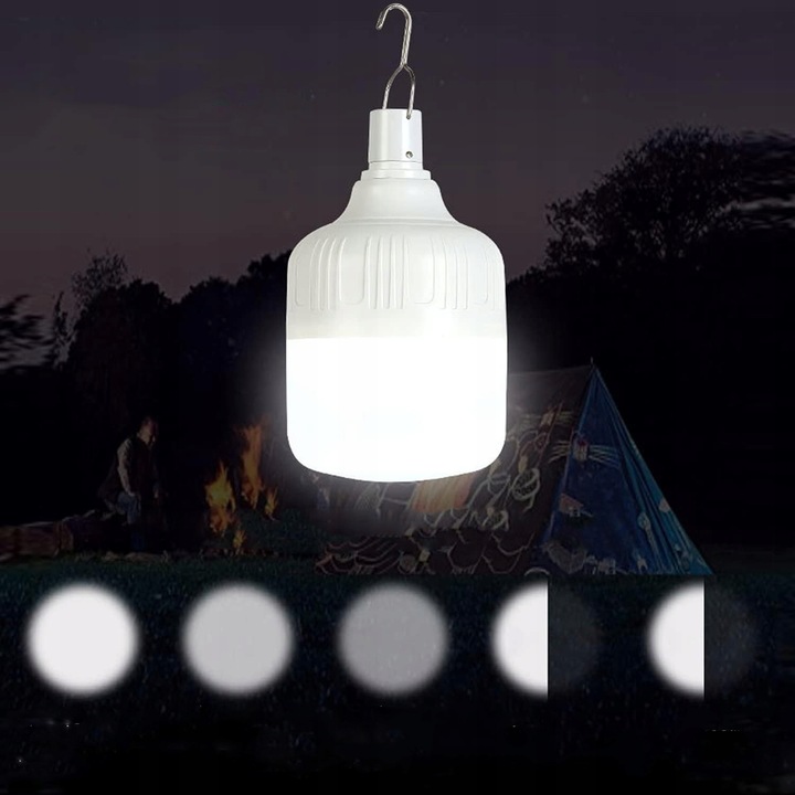 LAMPA KEMPINGOWA ŻARÓWKA LED LAMPKA DO NAMIOTU Z HACZYKIEM I AKUMULATOREM