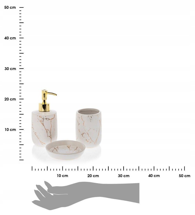 Komplet łazienkowy Lua White zestaw 3 el pojemnik dozownik mydelniczka GLAM