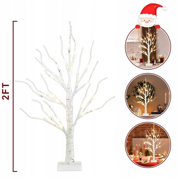 ZESTAW 2 BRZOZOWYCH DEKORACJI LED UNIWERSALNA OZDOBA NA KAŻDĄ PORĘ ROKU