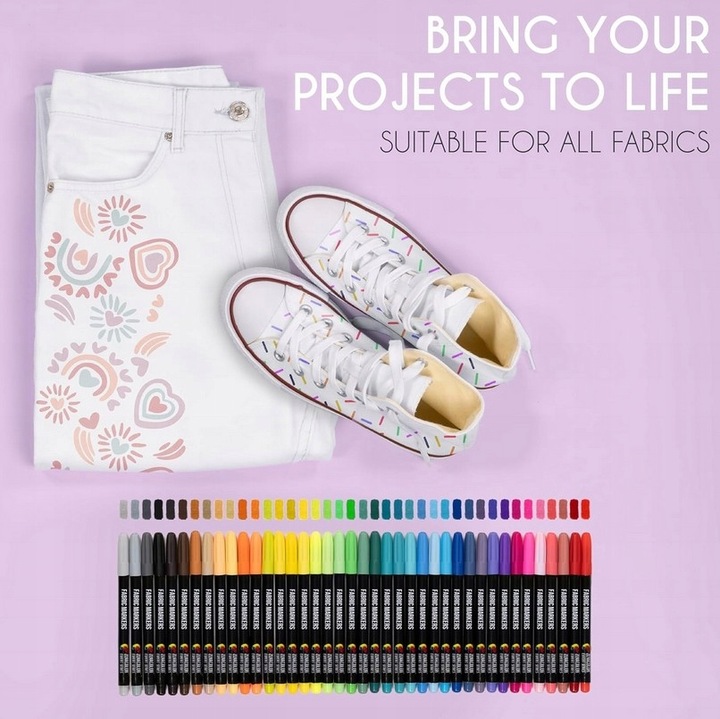 ZENACOLOR 32x Markery do tekstyliów Pisaki do Ubrań Tkanin Trwałe Flamastry