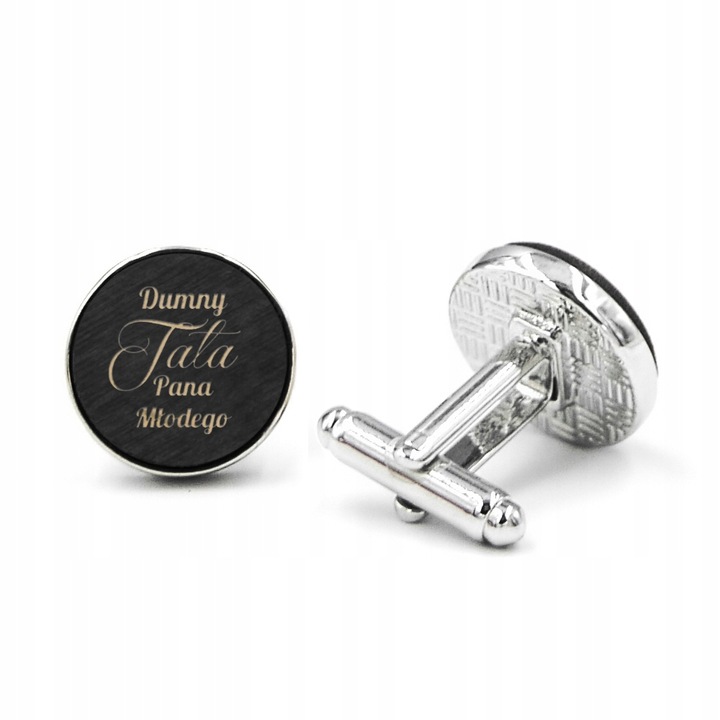 Spinki do mankietów drewniane z grawerem TATA/TEŚĆ
