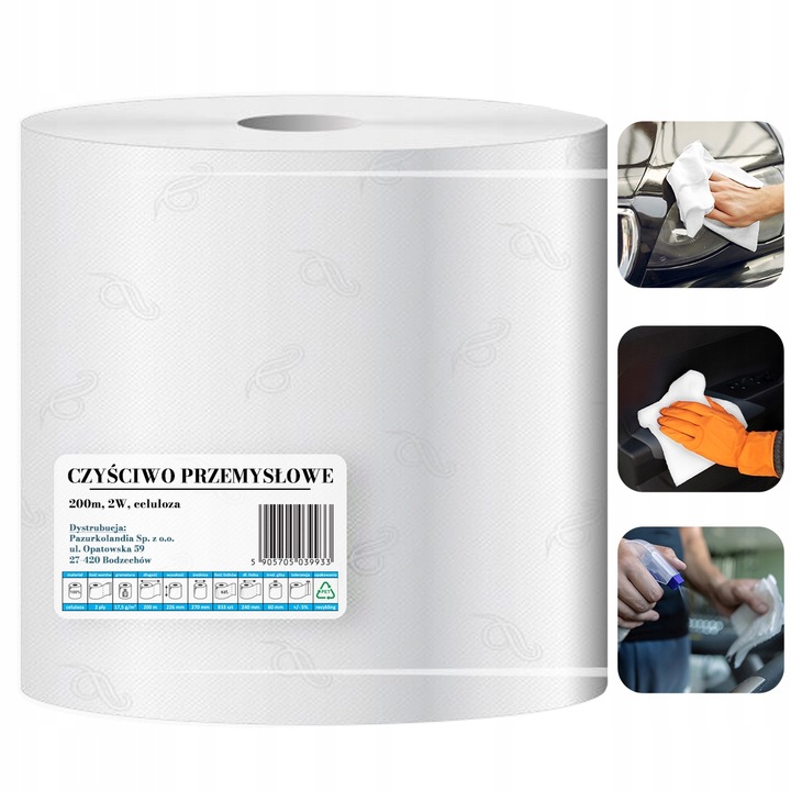 CZYŚCIWO przemysłowe DUŻY RĘCZNIK PAPIEROWY 2W celuloza rolka 2 sztuki 200m