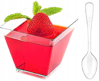 50XPucharki PIRAMIDA 60ml+łyżeczki 50szt NA PRZEKĄSKI POJEMNIKI NA DESERY