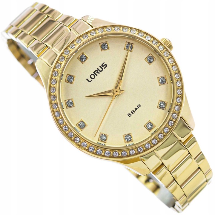 DAMSKI ZEGAREK LORUS RG284RX9 ZŁOTY NA BRANSOLECIE ELEGANCKI 50M