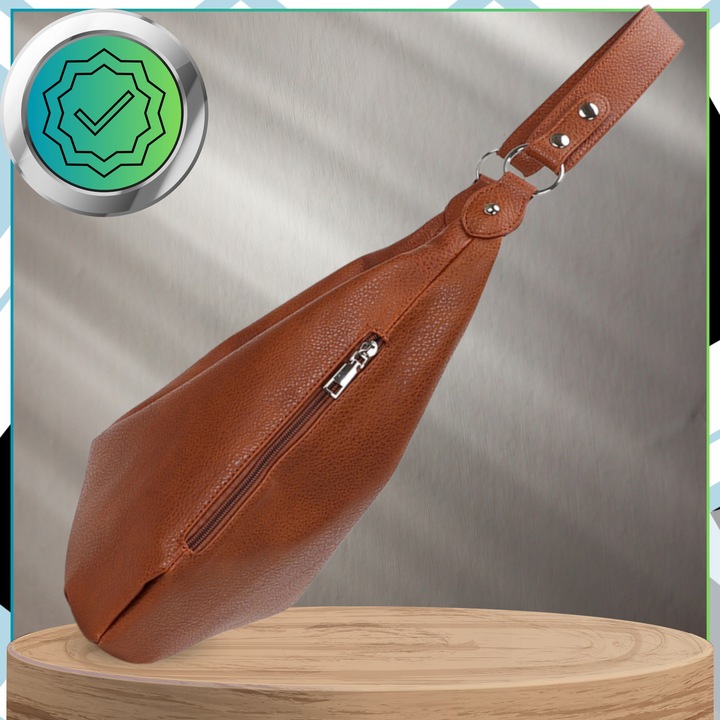 Damska Torebka Skórzana Brązowa Worek Pojemna A4 Duża Na Ramię Pasek Skóra