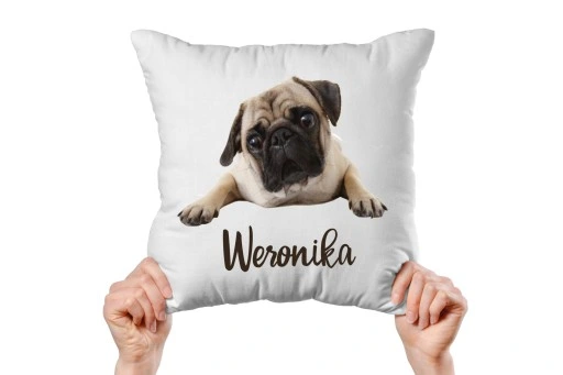 Zestaw Poduszka + Kubek z MOPSEM + Twoje IMIĘ