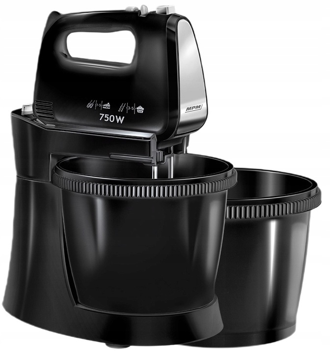 Mikser MPM MMR-22Z/C 750W 5 prędkości Funkcja Turbo 2 misy o pojemności 3l