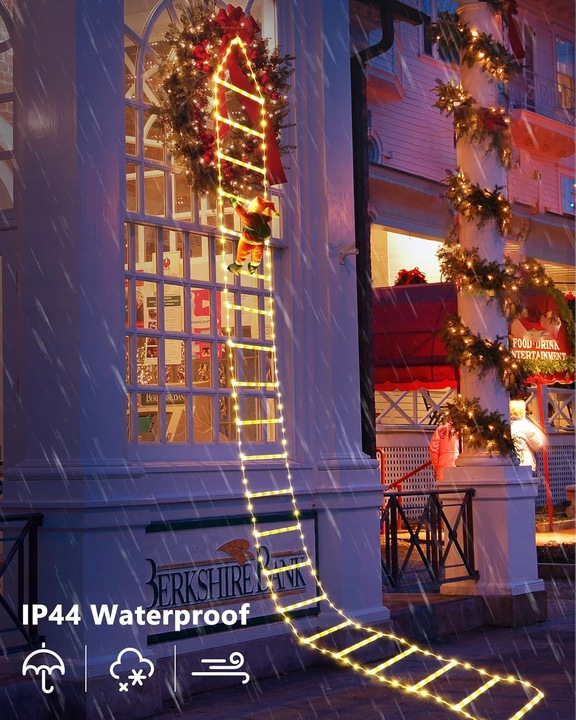 ŁAŃCUCH ŚWIETLNY LED ŚW MIKOŁAJ NA DRABINIE 3 METRY DEKORACJA ŚWIĄTECZNA