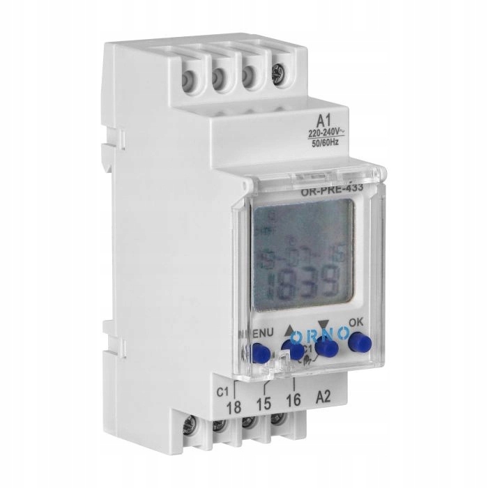 Elektroniczny Programator Czasowy Timer z Wyświetlaczem LCD na Szynę DIN