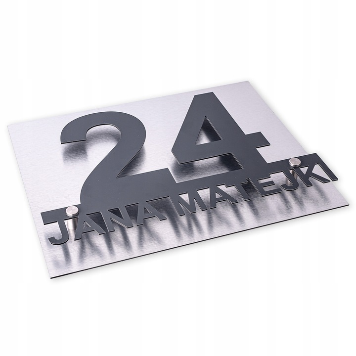 DUŻY NUMER DOMU TABLICZKA ADRESOWA Z NUMEREM DOMU 48x38cm ANTRACYT SREBRNA