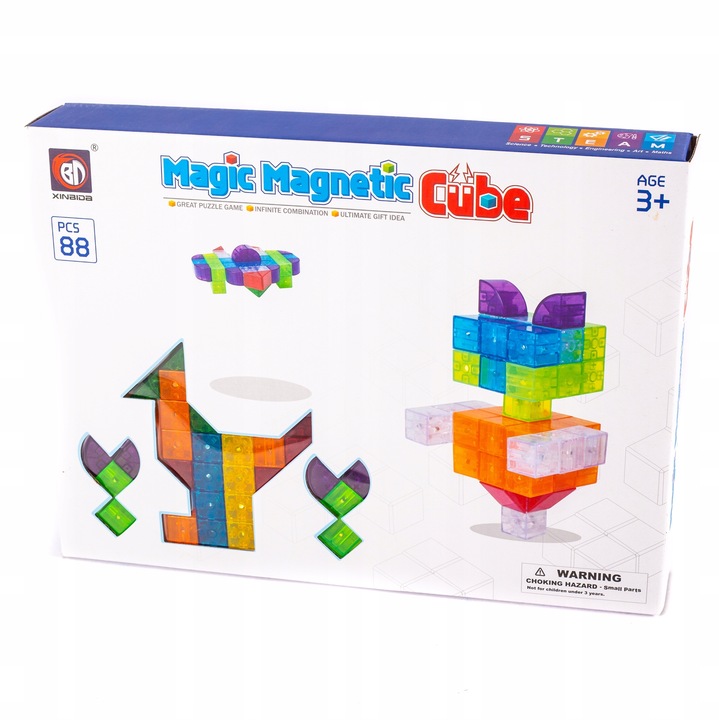 KOLOROWE KLOCKI MAGNETYCZNE 3D PUZZLE PRZESTRZENNE