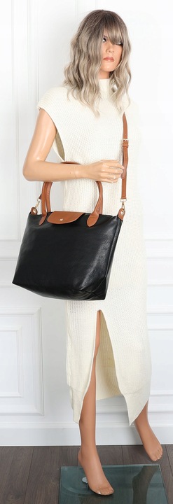 Torebka Damska Shopperka Pojemna A4 Modna Torba Listonoszka PU682 czarna