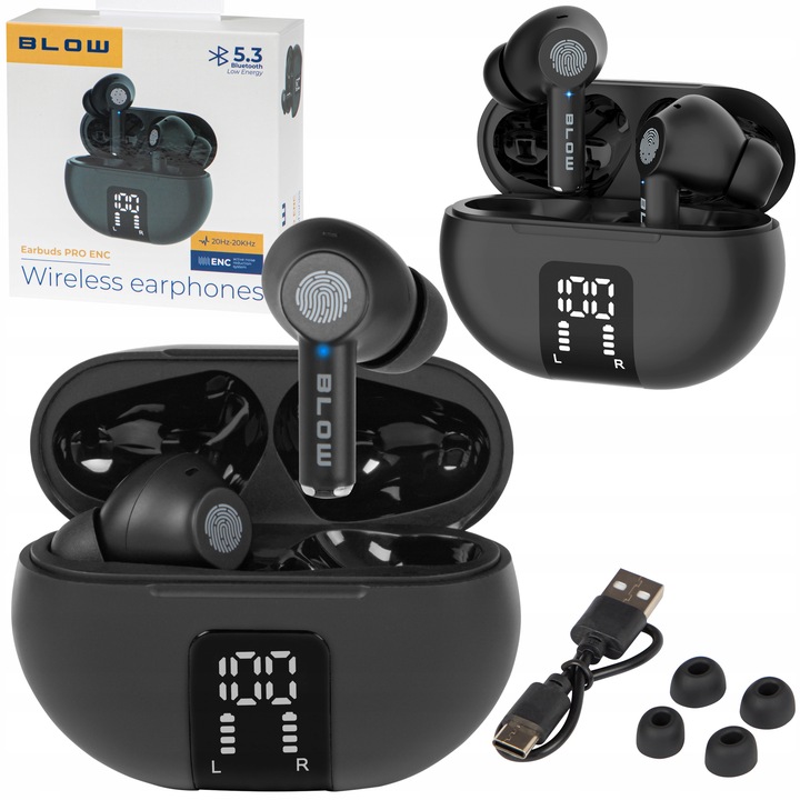 SŁUCHAWKI BEZPRZEWODOWE DOUSZNE BLUETOOTH ANC MIKROFON GAMINGOWE POWERBANK